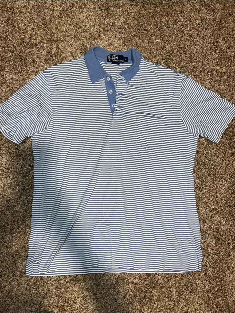 Ralph Lauren Light Blue & White Striped Polo Shirt